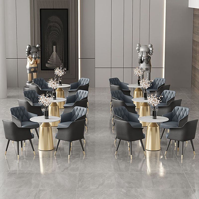 Silla lateral tapizada para el brazo de comedor de metal para uso doméstico