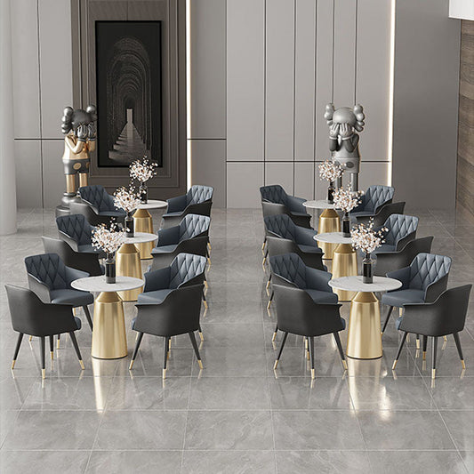 Glam Metal Dining Arm Chair Upholstered Side Chair for Home Use