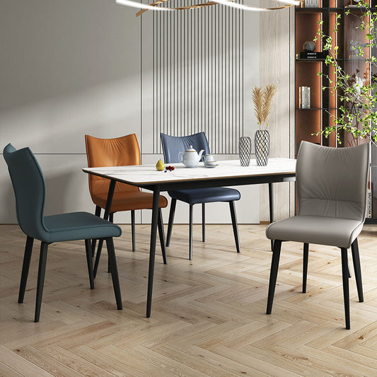 Contemporary Restaurant Leather Side Chair Matte Finish Solid Back Dining Chair Clearhalo 'Dining Chairs' 'Dining Tables & Seating' 'dining_chair' 'furn' 'furn_dining_chair' 'Furniture' 'Kitchen & Dining Furniture' 5922713