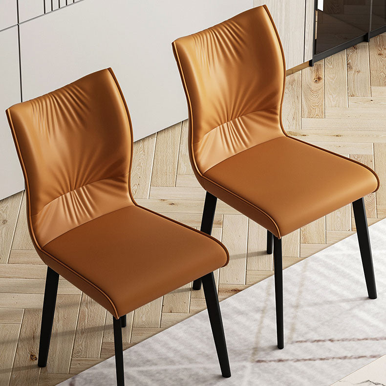 Contemporary Restaurant Leather Side Chair Matte Finish Solid Back Dining Chair Clearhalo 'Dining Chairs' 'Dining Tables & Seating' 'dining_chair' 'furn' 'furn_dining_chair' 'Furniture' 'Kitchen & Dining Furniture' 5922715