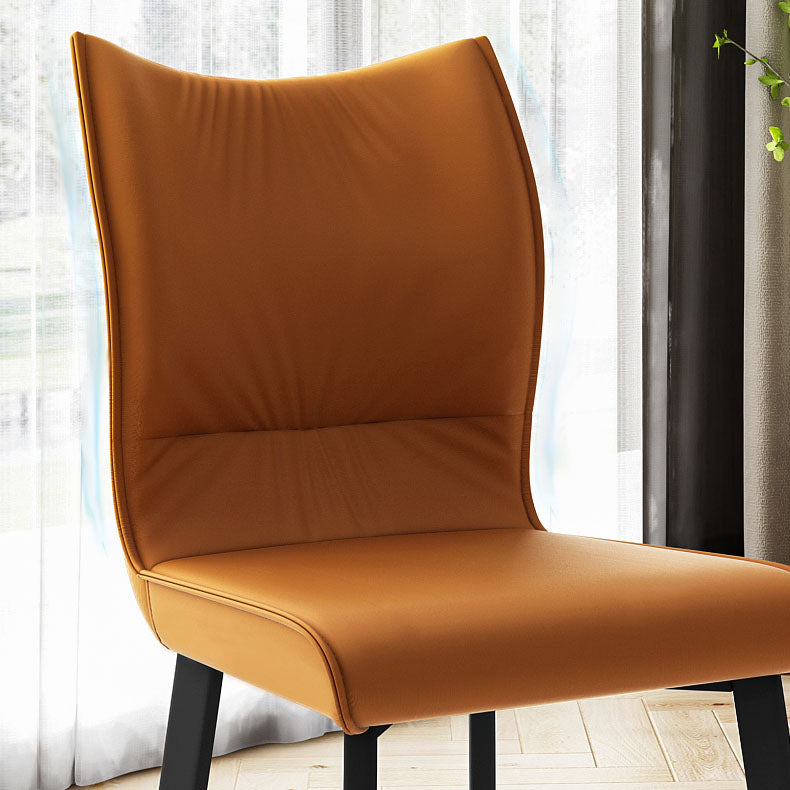 Contemporary Restaurant Leather Side Chair Matte Finish Solid Back Dining Chair Clearhalo 'Dining Chairs' 'Dining Tables & Seating' 'dining_chair' 'furn' 'furn_dining_chair' 'Furniture' 'Kitchen & Dining Furniture' 5922719