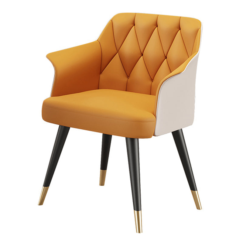 Sillas de comedor de glam metal de metal silla de comedor de cuero falso para uso en el hogar