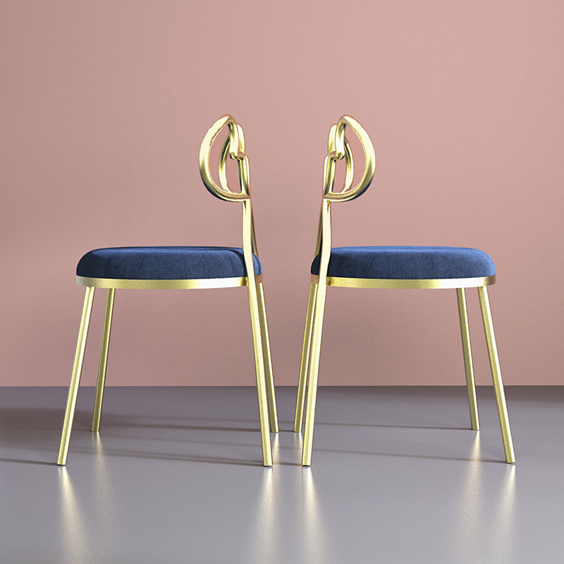 Velvet armloze eetkamerstoelen Noordse ontwerp Open achterste achterstoel