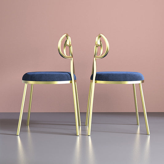 Velvet Armless Dining Chairs Nordic Design Open Back Dining Side Chair