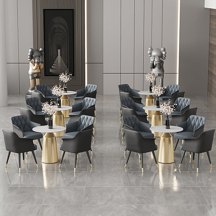 Silla de comedor de brazo de metal glam -metal silla lateral falsa para uso en el hogar