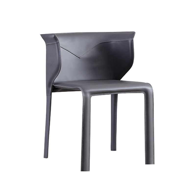 Contemporary Leather Dining Chair Armless Wingback Side Chair for Home Use Dark Gray 1 Piece Clearhalo 'Dining Chairs' 'Dining Tables & Seating' 'dining_chair' 'furn' 'furn_dining_chair' 'Furniture' 'Kitchen & Dining Furniture' 5922821