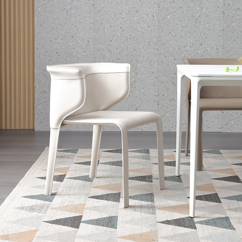 Contemporary Leather Dining Chair Armless Wingback Side Chair for Home Use Off-White 1 Piece Clearhalo 'Dining Chairs' 'Dining Tables & Seating' 'dining_chair' 'furn' 'furn_dining_chair' 'Furniture' 'Kitchen & Dining Furniture' 5922822