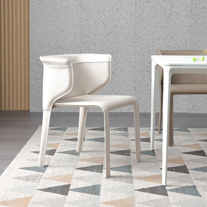 Contemporary Leather Dining Chair Armless Wingback Side Chair for Home Use Off-White 1 Piece Clearhalo 'Dining Chairs' 'Dining Tables & Seating' 'dining_chair' 'furn' 'furn_dining_chair' 'Furniture' 'Kitchen & Dining Furniture' 5922822