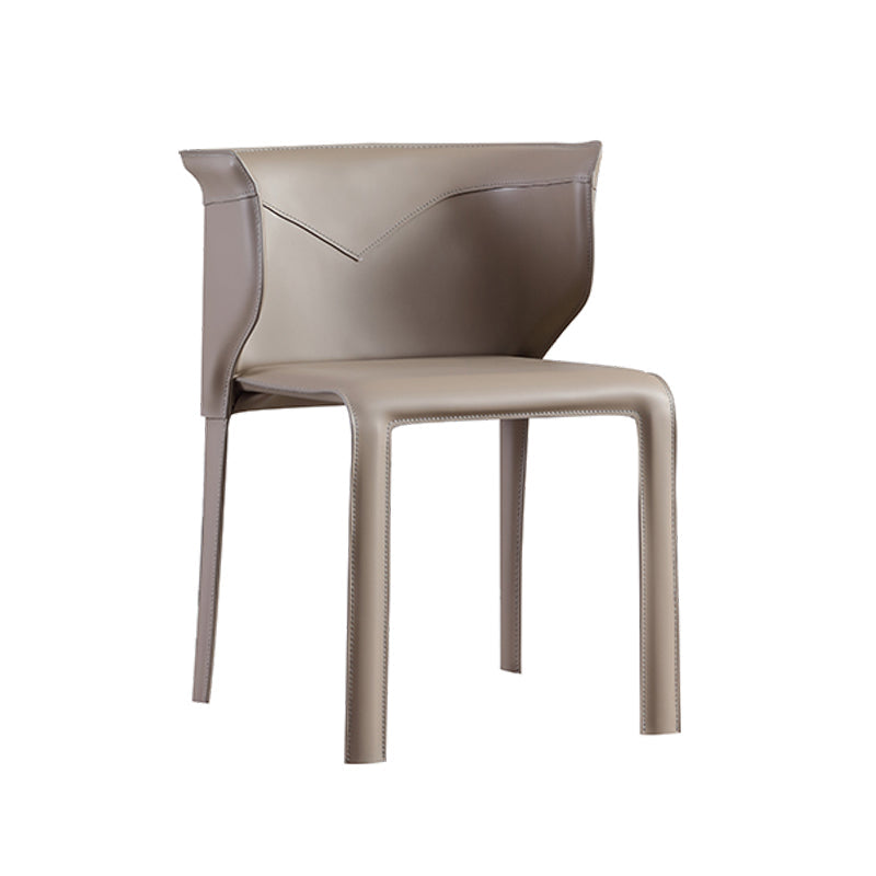 Contemporary Leather Dining Chair Armless Wingback Side Chair for Home Use Light Gray 1 Piece Clearhalo 'Dining Chairs' 'Dining Tables & Seating' 'dining_chair' 'furn' 'furn_dining_chair' 'Furniture' 'Kitchen & Dining Furniture' 5922823