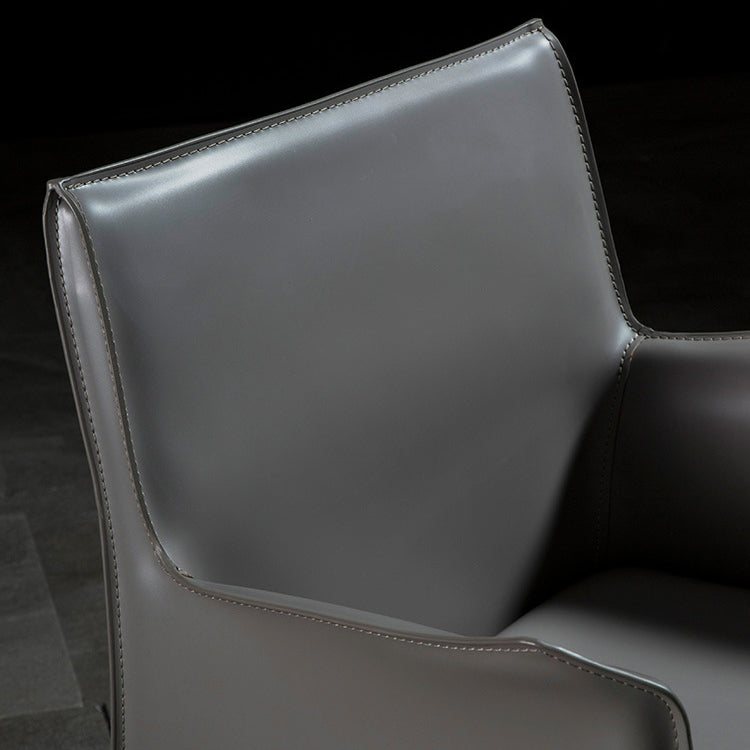 Designer stijl vaste achterstoel thuisarm matte afwerking lederen eetkamerstoel