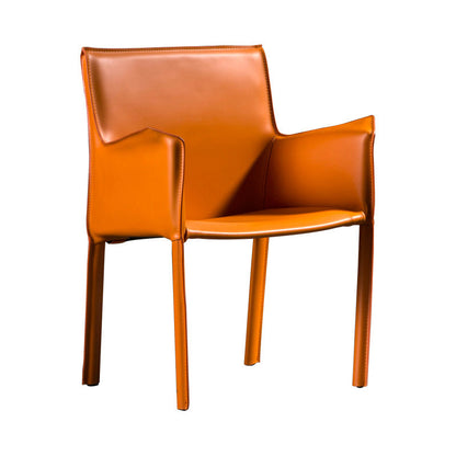 Designer stijl vaste achterstoel thuisarm matte afwerking lederen eetkamerstoel