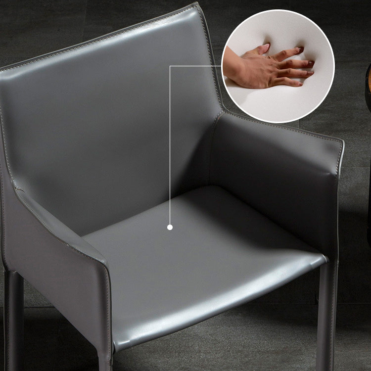 Designer stijl vaste achterstoel thuisarm matte afwerking lederen eetkamerstoel