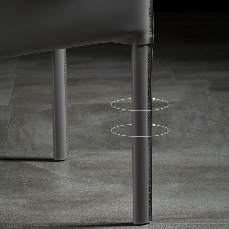 Designer stijl vaste achterstoel thuisarm matte afwerking lederen eetkamerstoel