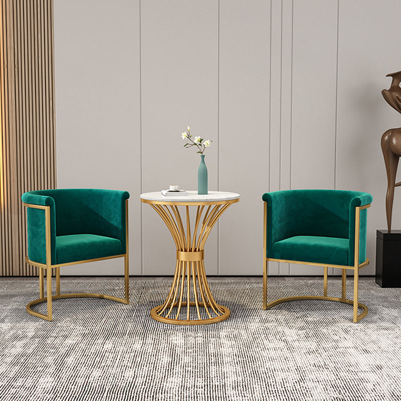 Scandinavian Luxury Fabric Dining Chair Armless Solid Back Chair