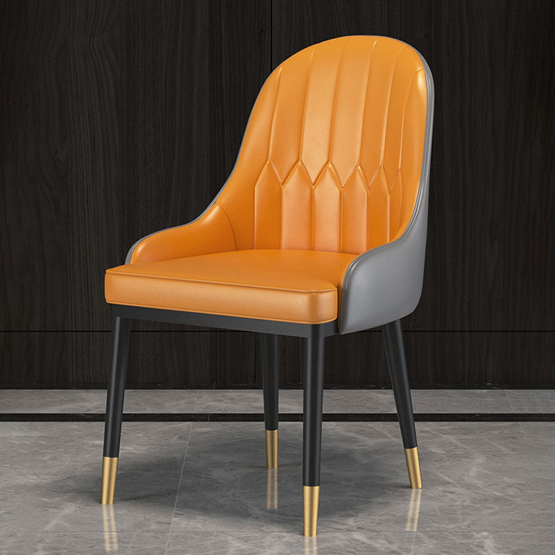 Sillas de comedor de cuero brazo escandinavo sólido sillón de comedor de espalda
