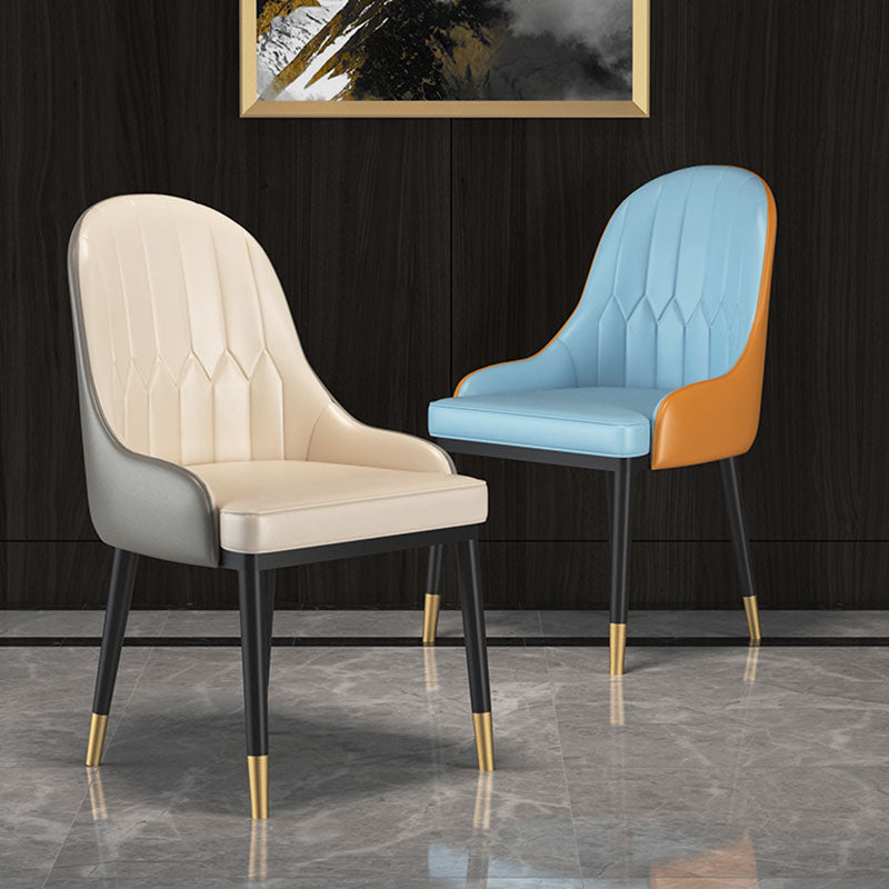 Sillas de comedor de cuero brazo escandinavo sólido sillón de comedor de espalda