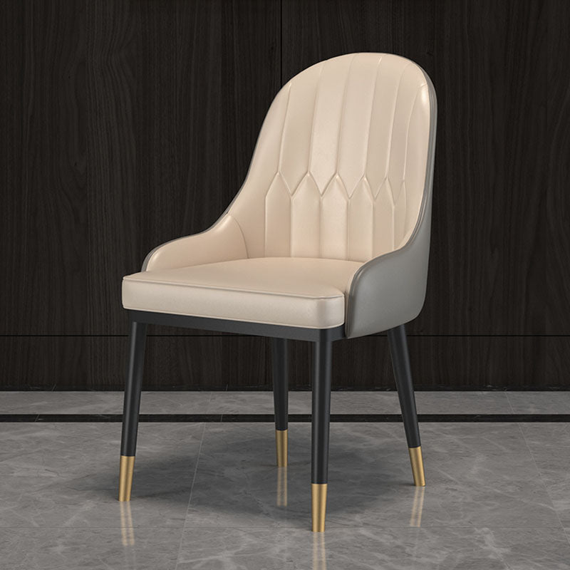 Sillas de comedor de cuero brazo escandinavo sólido sillón de comedor de espalda