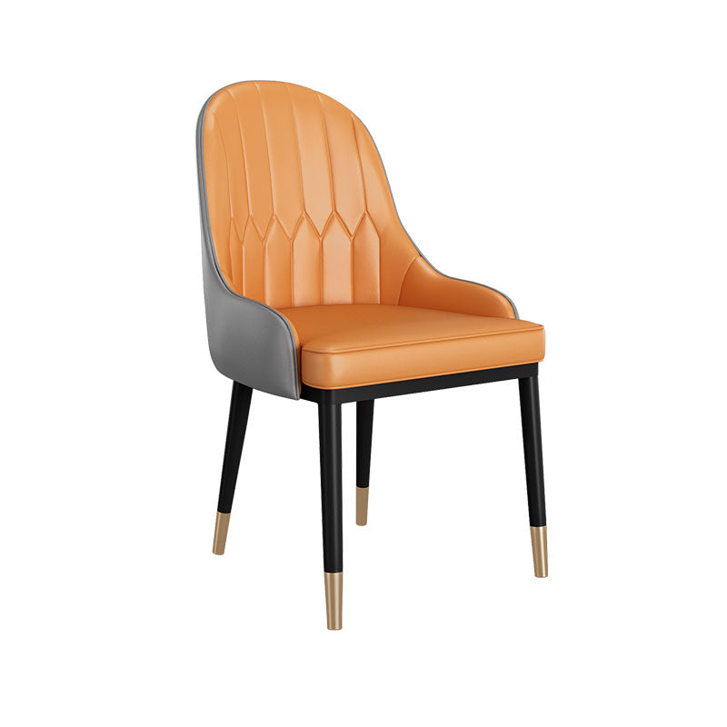 Sillas de comedor de cuero brazo escandinavo sólido sillón de comedor de espalda