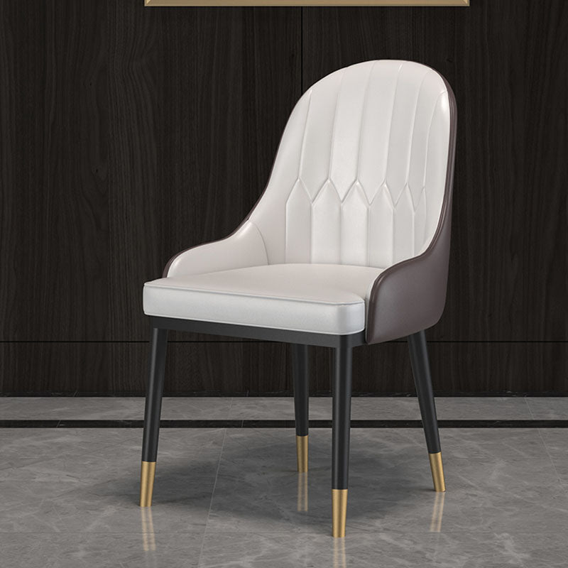 Sillas de comedor de cuero brazo escandinavo sólido sillón de comedor de espalda