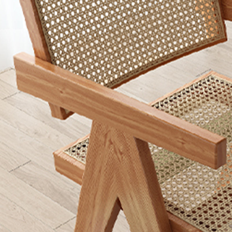 Traditional Style Dining Chair Solid Wood Cane Back Arm Chair for Home Clearhalo 'Dining Chairs' 'Dining Tables & Seating' 'dining_chair' 'furn' 'furn_dining_chair' 'Furniture' 'Kitchen & Dining Furniture' 5923082