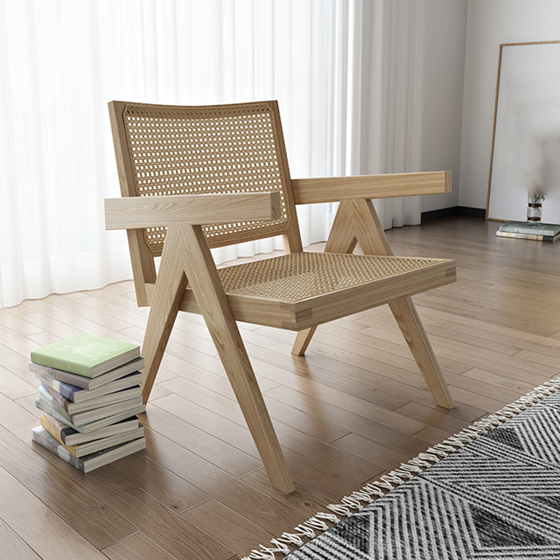 Traditional Style Dining Chair Solid Wood Cane Back Arm Chair for Home Wood 1 Piece Clearhalo 'Dining Chairs' 'Dining Tables & Seating' 'dining_chair' 'furn' 'furn_dining_chair' 'Furniture' 'Kitchen & Dining Furniture' 5923084