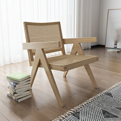 Traditional Style Dining Chair Solid Wood Cane Back Arm Chair for Home Wood 1 Piece Clearhalo 'Dining Chairs' 'Dining Tables & Seating' 'dining_chair' 'furn' 'furn_dining_chair' 'Furniture' 'Kitchen & Dining Furniture' 5923084