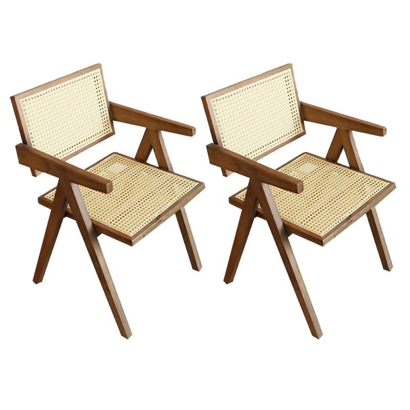 Traditional Style Dining Chair Solid Wood Cane Back Arm Chair for Home Walnut 2 Piece Set Clearhalo 'Dining Chairs' 'Dining Tables & Seating' 'dining_chair' 'furn' 'furn_dining_chair' 'Furniture' 'Kitchen & Dining Furniture' 5923090