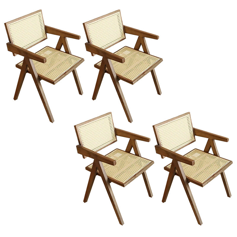 Traditional Style Dining Chair Solid Wood Cane Back Arm Chair for Home Walnut 4 Piece Set Clearhalo 'Dining Chairs' 'Dining Tables & Seating' 'dining_chair' 'furn' 'furn_dining_chair' 'Furniture' 'Kitchen & Dining Furniture' 5923091