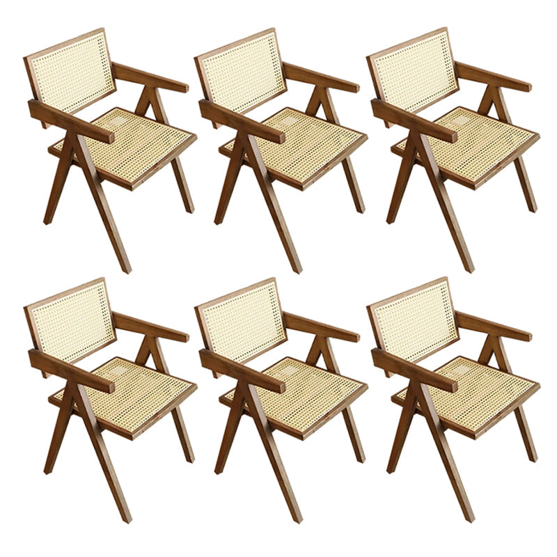 Traditional Style Dining Chair Solid Wood Cane Back Arm Chair for Home Walnut 6 Piece Set Clearhalo 'Dining Chairs' 'Dining Tables & Seating' 'dining_chair' 'furn' 'furn_dining_chair' 'Furniture' 'Kitchen & Dining Furniture' 5923092