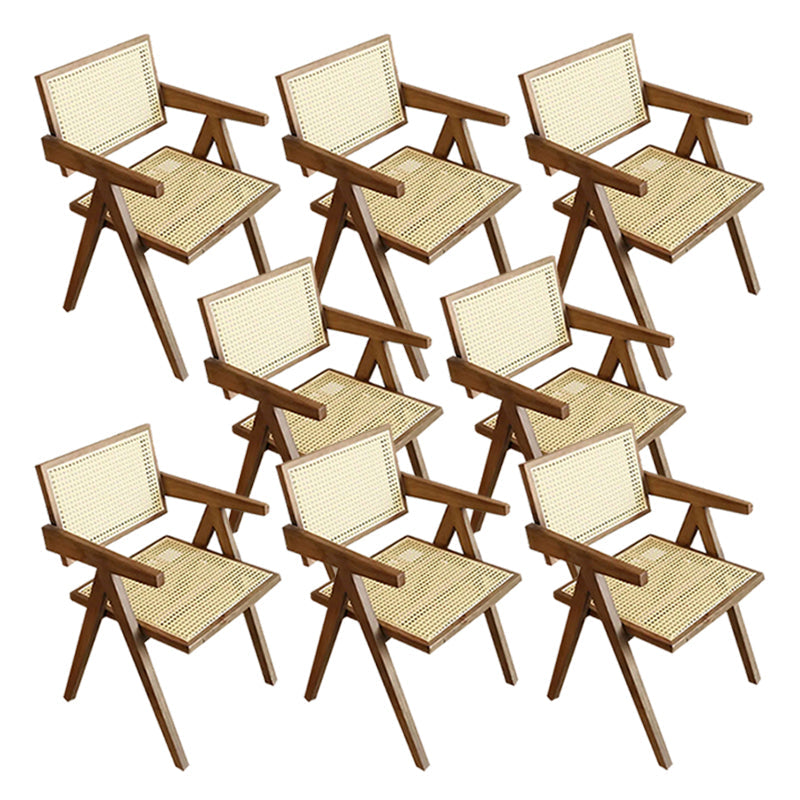 Traditional Style Dining Chair Solid Wood Cane Back Arm Chair for Home Walnut 8 Piece Set Clearhalo 'Dining Chairs' 'Dining Tables & Seating' 'dining_chair' 'furn' 'furn_dining_chair' 'Furniture' 'Kitchen & Dining Furniture' 5923093