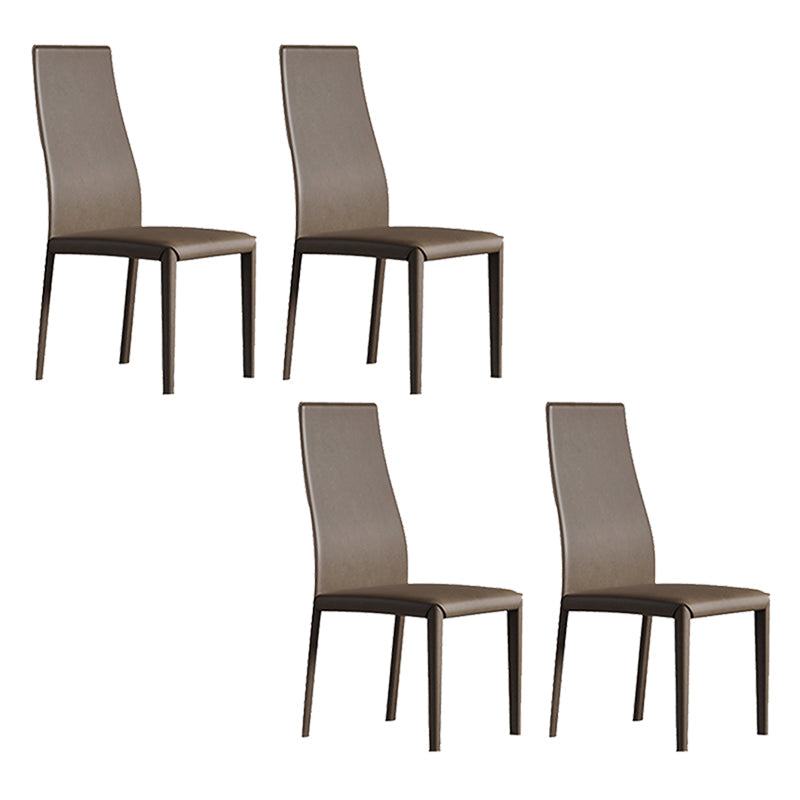 Contemporary Side Chair with High Back Faux Leather Dining Chair for Home