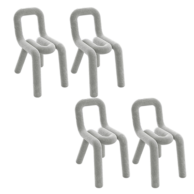 Contemporary Dining Chair Velvet Open Back Side Chair for Home Grey 4 Piece Set Clearhalo 'Dining Chairs' 'Dining Tables & Seating' 'dining_chair' 'furn' 'furn_dining_chair' 'Furniture' 'Kitchen & Dining Furniture' 5923233