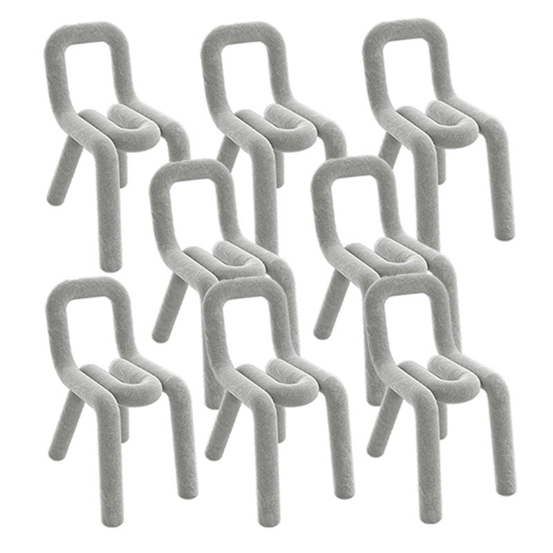 Contemporary Dining Chair Velvet Open Back Side Chair for Home Grey 8 Piece Set Clearhalo 'Dining Chairs' 'Dining Tables & Seating' 'dining_chair' 'furn' 'furn_dining_chair' 'Furniture' 'Kitchen & Dining Furniture' 5923237