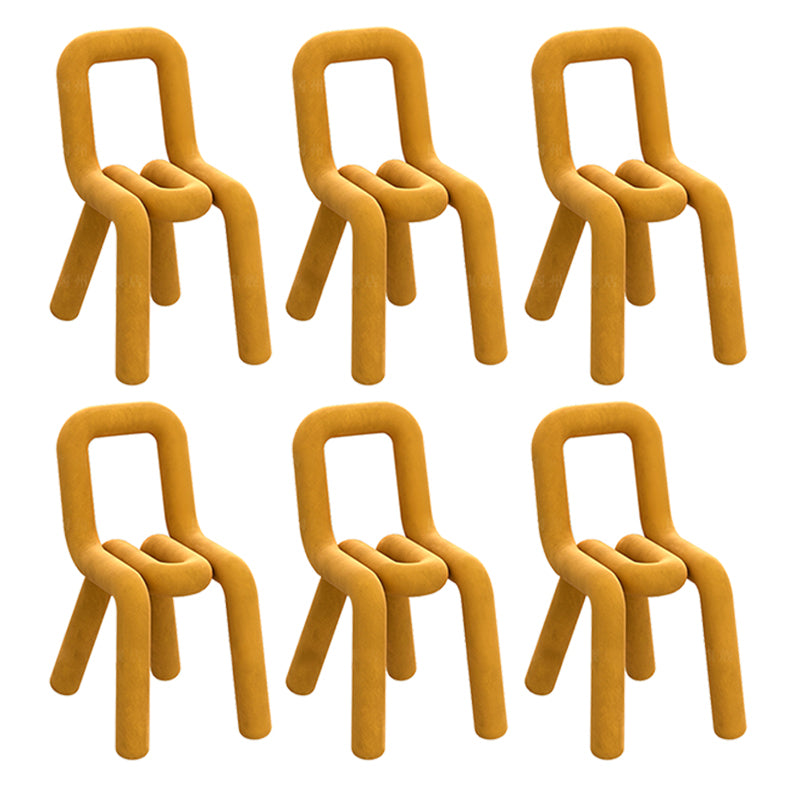 Contemporary Dining Chair Velvet Open Back Side Chair for Home Yellow 6 Piece Set Clearhalo 'Dining Chairs' 'Dining Tables & Seating' 'dining_chair' 'furn' 'furn_dining_chair' 'Furniture' 'Kitchen & Dining Furniture' 5923245