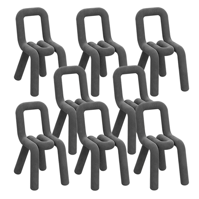 Contemporary Dining Chair Velvet Open Back Side Chair for Home Dark Gray 8 Piece Set Clearhalo 'Dining Chairs' 'Dining Tables & Seating' 'dining_chair' 'furn' 'furn_dining_chair' 'Furniture' 'Kitchen & Dining Furniture' 5923274