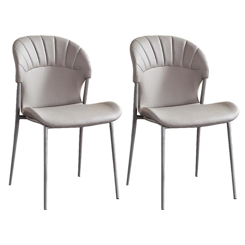 Khaki and Gray Dining Chairs Modern Armless Dining Side Chair Grey 2 Piece Set Clearhalo 'Dining Chairs' 'Dining Tables & Seating' 'dining_chair' 'furn' 'furn_dining_chair' 'Furniture' 'Kitchen & Dining Furniture' 5923282