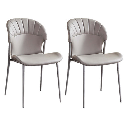 Khaki and Gray Dining Chairs Modern Armless Dining Side Chair Grey 2 Piece Set Clearhalo 'Dining Chairs' 'Dining Tables & Seating' 'dining_chair' 'furn' 'furn_dining_chair' 'Furniture' 'Kitchen & Dining Furniture' 5923282