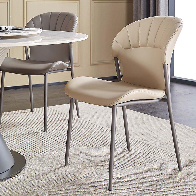 Khaki and Gray Dining Chairs Modern Armless Dining Side Chair Clearhalo 'Dining Chairs' 'Dining Tables & Seating' 'dining_chair' 'furn' 'furn_dining_chair' 'Furniture' 'Kitchen & Dining Furniture' 5923283