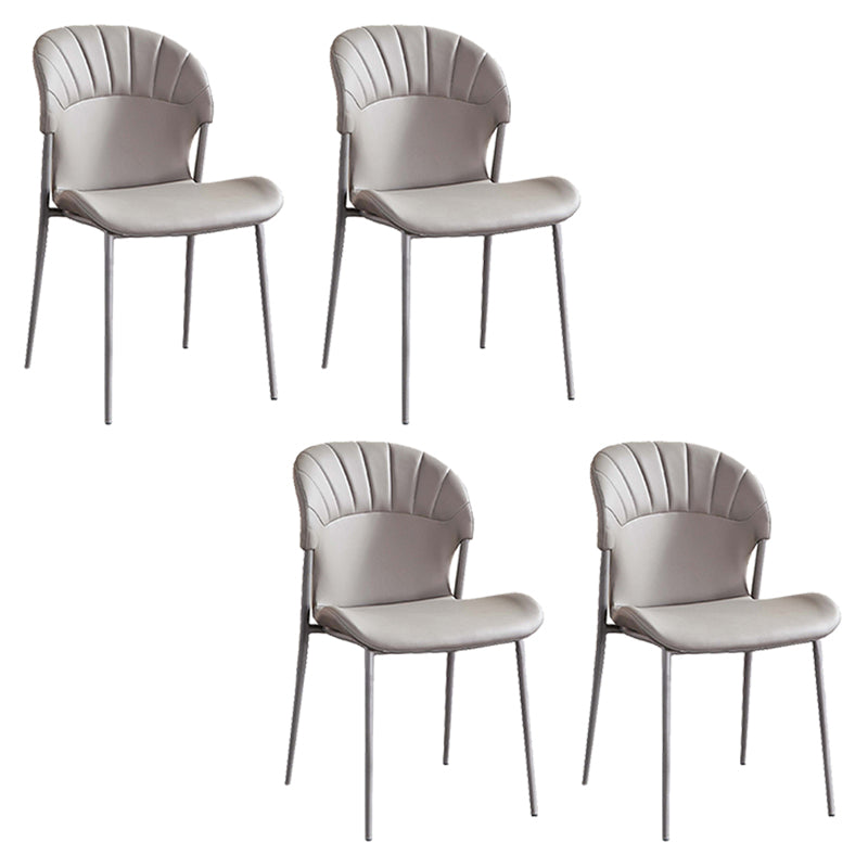 Khaki and Gray Dining Chairs Modern Armless Dining Side Chair Grey 4 Piece Set Clearhalo 'Dining Chairs' 'Dining Tables & Seating' 'dining_chair' 'furn' 'furn_dining_chair' 'Furniture' 'Kitchen & Dining Furniture' 5923284