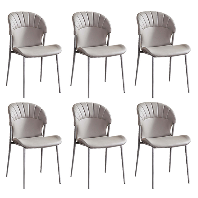 Khaki and Gray Dining Chairs Modern Armless Dining Side Chair Grey 6 Piece Set Clearhalo 'Dining Chairs' 'Dining Tables & Seating' 'dining_chair' 'furn' 'furn_dining_chair' 'Furniture' 'Kitchen & Dining Furniture' 5923286