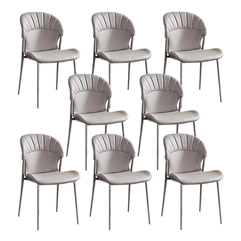 Khaki and Gray Dining Chairs Modern Armless Dining Side Chair Grey 8 Piece Set Clearhalo 'Dining Chairs' 'Dining Tables & Seating' 'dining_chair' 'furn' 'furn_dining_chair' 'Furniture' 'Kitchen & Dining Furniture' 5923288