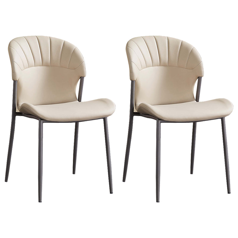 Khaki and Gray Dining Chairs Modern Armless Dining Side Chair Khaki 2 Piece Set Clearhalo 'Dining Chairs' 'Dining Tables & Seating' 'dining_chair' 'furn' 'furn_dining_chair' 'Furniture' 'Kitchen & Dining Furniture' 5923291