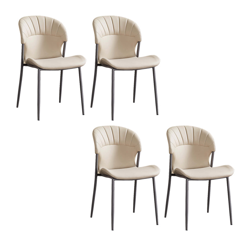 Khaki and Gray Dining Chairs Modern Armless Dining Side Chair Khaki 4 Piece Set Clearhalo 'Dining Chairs' 'Dining Tables & Seating' 'dining_chair' 'furn' 'furn_dining_chair' 'Furniture' 'Kitchen & Dining Furniture' 5923293