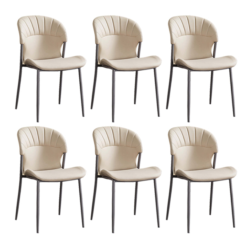 Khaki and Gray Dining Chairs Modern Armless Dining Side Chair Khaki 6 Piece Set Clearhalo 'Dining Chairs' 'Dining Tables & Seating' 'dining_chair' 'furn' 'furn_dining_chair' 'Furniture' 'Kitchen & Dining Furniture' 5923295