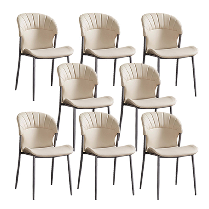 Khaki and Gray Dining Chairs Modern Armless Dining Side Chair Khaki 8 Piece Set Clearhalo 'Dining Chairs' 'Dining Tables & Seating' 'dining_chair' 'furn' 'furn_dining_chair' 'Furniture' 'Kitchen & Dining Furniture' 5923297
