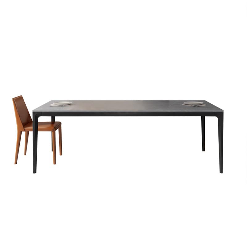 Rectangular Stone Dining Table Modern 4 Legs Furniture in Matte Finish for Home