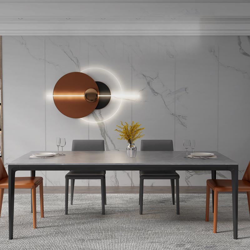 Rectangular Stone Dining Table Modern 4 Legs Furniture in Matte Finish for Home