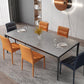 Rectangular Stone Dining Table Modern 4 Legs Furniture in Matte Finish for Home