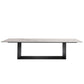 Mesa de comedor rectangular de piedra sinterizada, muebles modernos con base de acero para el hogar