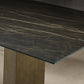 Mesa de comedor rectangular de piedra sinterizada, muebles modernos con base de acero para el hogar